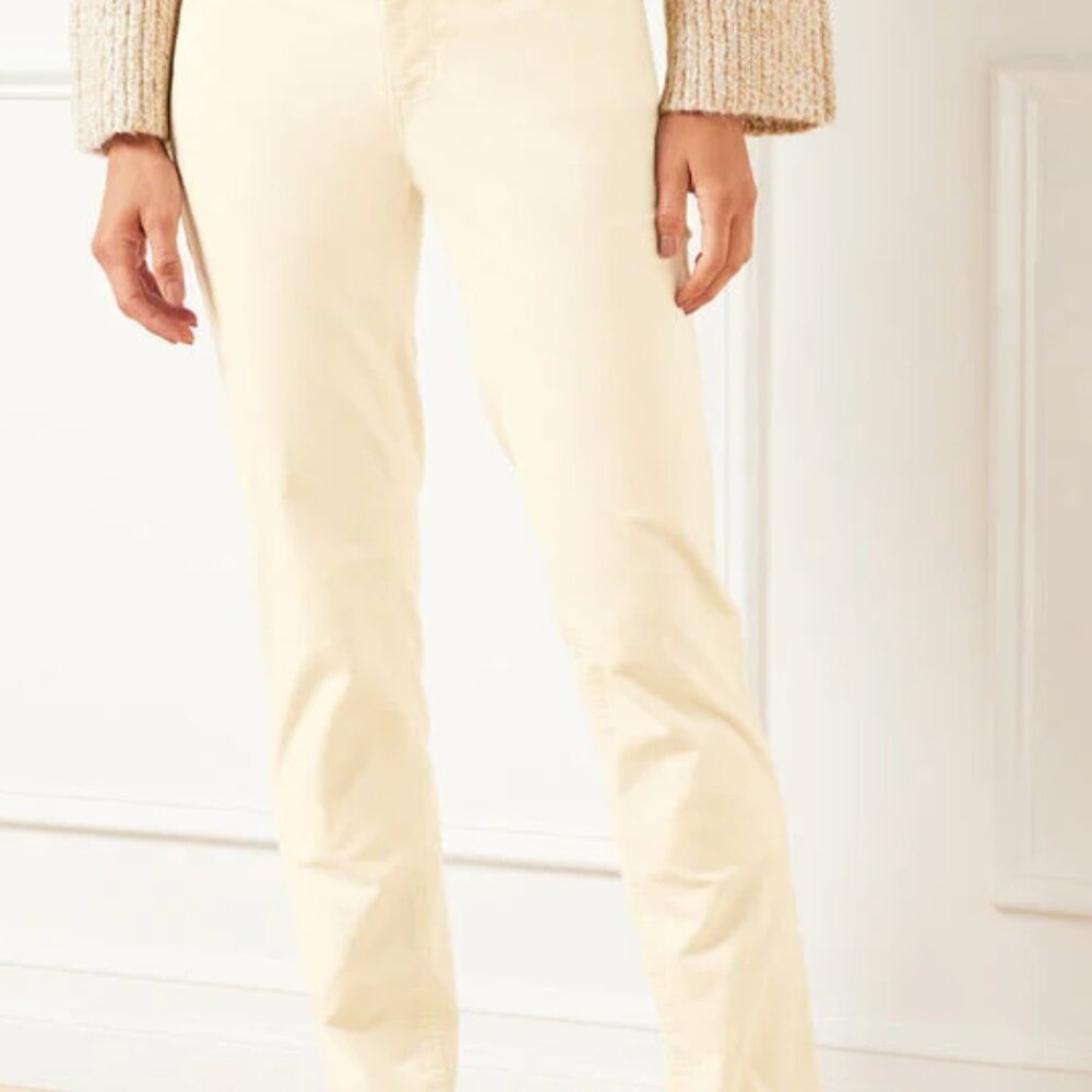 Talbots Velveteen Straight Leg Pants Size 14, Cream Ivory